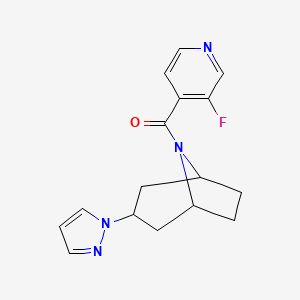 molecular formula C16H17FN4O B2358941 ((1R,5S)-3-(1H-pyrazol-1-yl)-8-azabicyclo[3.2.1]octan-8-yl)(3-fluoropyridin-4-yl)methanone CAS No. 2320145-75-1