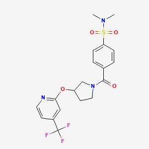 molecular formula C19H20F3N3O4S B2358943 N,N-dimethyl-4-(3-((4-(trifluoromethyl)pyridin-2-yl)oxy)pyrrolidine-1-carbonyl)benzenesulfonamide CAS No. 2034471-18-4