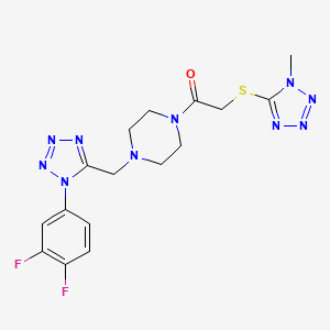 molecular formula C16H18F2N10OS B2358946 1-(4-((1-(3,4-difluorophenyl)-1H-tetrazol-5-yl)methyl)piperazin-1-yl)-2-((1-methyl-1H-tetrazol-5-yl)thio)ethanone CAS No. 1040677-82-4