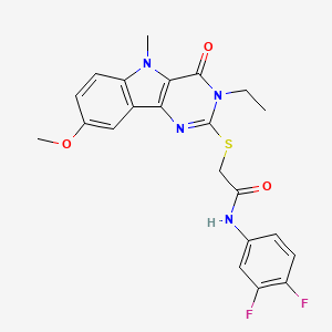 molecular formula C22H20F2N4O3S B2358949 1-{3-[(4-氟苯基)氨基]-3-氧代丙基}-N-(2-甲氧基苯基)-1H-苯并咪唑-5-甲酰胺 CAS No. 1112430-84-8