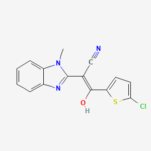 molecular formula C15H10ClN3OS B2358951 (E)-3-(5-chlorothiophen-2-yl)-2-(1-methyl-1H-benzo[d]imidazol-2(3H)-ylidene)-3-oxopropanenitrile CAS No. 476279-77-3