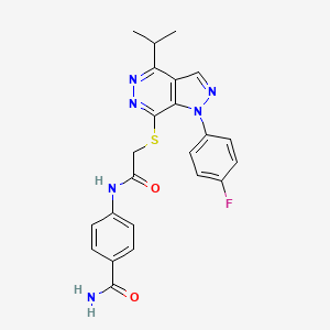 molecular formula C23H21FN6O2S B2358965 4-(2-((1-(4-氟苯基)-4-异丙基-1H-吡唑并[3,4-d]哒嗪-7-基)硫代)乙酰氨基)苯甲酰胺 CAS No. 1105237-42-0