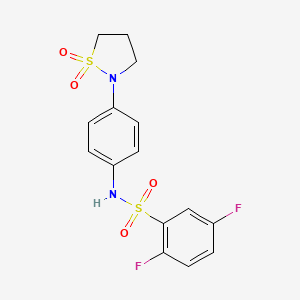 molecular formula C15H14F2N2O4S2 B2358971 N-[4-(1,1-二氧代-1lambda6,2-噻唑烷-2-基)苯基]-2,5-二氟苯-1-磺酰胺 CAS No. 946260-05-5
