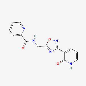 molecular formula C14H11N5O3 B2358974 N-((3-(2-oxo-1,2-dihydropyridin-3-yl)-1,2,4-oxadiazol-5-yl)methyl)picolinamide CAS No. 2034350-22-4