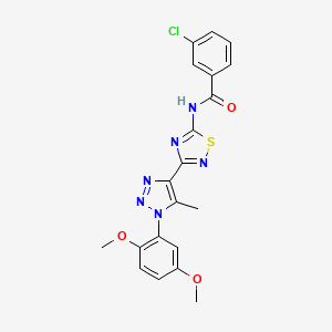 molecular formula C20H17ClN6O3S B2358977 3-氯-N-(3-(1-(2,5-二甲氧苯基)-5-甲基-1H-1,2,3-三唑-4-基)-1,2,4-噻二唑-5-基)苯甲酰胺 CAS No. 932300-09-9