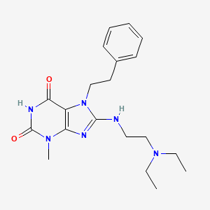 molecular formula C20H28N6O2 B2358982 8-((2-(diethylamino)ethyl)amino)-3-methyl-7-phenethyl-1H-purine-2,6(3H,7H)-dione CAS No. 333751-97-6