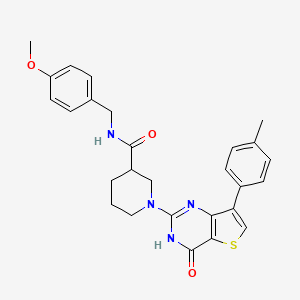 molecular formula C27H28N4O3S B2358984 N-(4-甲氧基苄基)-1-[7-(4-甲基苯基)-4-氧代-3,4-二氢噻吩并[3,2-d]嘧啶-2-基]哌啶-3-甲酰胺 CAS No. 1243105-75-0