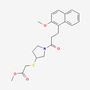 Methyl 2-((1-(3-(2-methoxynaphthalen-1-yl)propanoyl)pyrrolidin-3-yl)thio)acetate