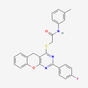 molecular formula C26H20FN3O2S B2358988 2-((2-(4-フルオロフェニル)-5H-クロメノ[2,3-d]ピリミジン-4-イル)チオ)-N-(m-トリル)アセトアミド CAS No. 866729-81-9