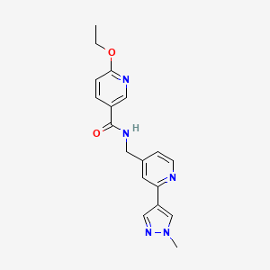 molecular formula C18H19N5O2 B2358996 6-ethoxy-N-((2-(1-methyl-1H-pyrazol-4-yl)pyridin-4-yl)methyl)nicotinamide CAS No. 2034389-12-1