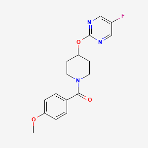 molecular formula C17H18FN3O3 B2359001 [4-(5-Fluoropyrimidin-2-yl)oxypiperidin-1-yl]-(4-methoxyphenyl)methanone CAS No. 2380174-34-3