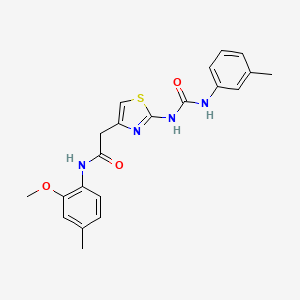 molecular formula C21H22N4O3S B2359007 N-(2-methoxy-4-methylphenyl)-2-(2-(3-(m-tolyl)ureido)thiazol-4-yl)acetamide CAS No. 921467-79-0