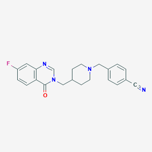 4-[[4-[(7-Fluoro-4-oxoquinazolin-3-yl)methyl]piperidin-1-yl]methyl]benzonitrile