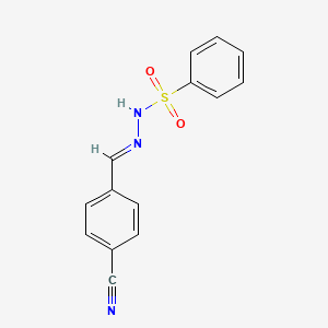 molecular formula C14H11N3O2S B2359020 N-[(E)-(4-氰基苯基)亚甲基氨基]苯磺酰胺 CAS No. 101385-21-1