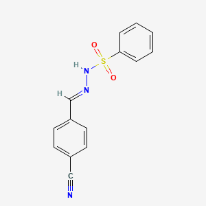 molecular formula C14H11N3O2S B2359020 N'-[(1E)-(4-cianofenil)metilideno]bencenosulfonohidrazida CAS No. 101385-21-1