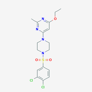 molecular formula C17H20Cl2N4O3S B2359024 4-(4-((3,4-Dichlorophenyl)sulfonyl)piperazin-1-yl)-6-ethoxy-2-methylpyrimidine CAS No. 946232-72-0