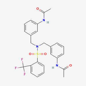 molecular formula C25H24F3N3O4S B2359028 N-{3-[([3-(乙酰氨基)苄基]{[2-(三氟甲基)苯基]磺酰}氨基)甲基]苯基}乙酰胺 CAS No. 866155-48-8