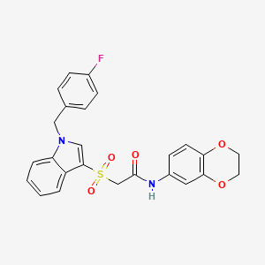 N-(2,3-dihydrobenzo[b][1,4]dioxin-6-yl)-2-((1-(4-fluorobenzyl)-1H-indol-3-yl)sulfonyl)acetamide