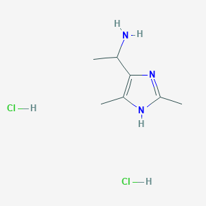 molecular formula C7H15Cl2N3 B2359032 1-(2,5-二甲基-1H-咪唑-4-基)乙胺；二盐酸盐 CAS No. 2416236-54-7