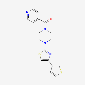 molecular formula C17H16N4OS2 B2359039 ピリジン-4-イル(4-(4-(チオフェン-3-イル)チアゾール-2-イル)ピペラジン-1-イル)メタノン CAS No. 1448075-56-6