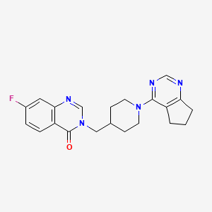 molecular formula C21H22FN5O B2359040 3-[[1-(6,7-Dihydro-5H-cyclopenta[d]pyrimidin-4-yl)piperidin-4-yl]methyl]-7-fluoroquinazolin-4-one CAS No. 2415527-26-1