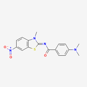 molecular formula C17H16N4O3S B2359042 4-(dimethylamino)-N-(3-methyl-6-nitro-1,3-benzothiazol-2-ylidene)benzamide CAS No. 392249-39-7