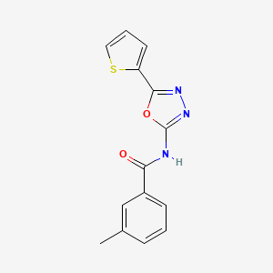 3-methyl-N-(5-thiophen-2-yl-1,3,4-oxadiazol-2-yl)benzamide
