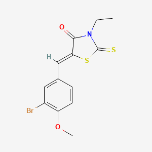 molecular formula C13H12BrNO2S2 B2359059 5-((3-Bromo-4-methoxyphenyl)methylene)-3-ethyl-2-thioxo-1,3-thiazolidin-4-one CAS No. 525570-90-5