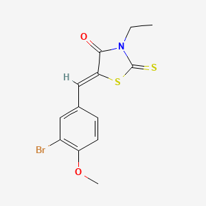 molecular formula C13H12BrNO2S2 B2359059 5-((3-溴-4-甲氧基苯基)亚甲基)-3-乙基-2-硫代-1,3-噻唑烷-4-酮 CAS No. 525570-90-5