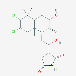 molecular formula C20H29Cl2NO4 B235906 3-[2-(6,7-dichloro-3-hydroxy-5,5,8a-trimethyl-2-methylidene-3,4,4a,6,7,8-hexahydro-1H-naphthalen-1-yl)-1-hydroxyethyl]pyrrolidine-2,5-dione CAS No. 138935-82-7