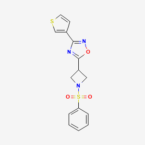 molecular formula C15H13N3O3S2 B2359062 5-(1-(Phenylsulfonyl)azetidin-3-yl)-3-(thiophen-3-yl)-1,2,4-oxadiazole CAS No. 1396810-23-3