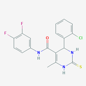 molecular formula C18H14ClF2N3OS B2359065 4-(2-氯苯基)-N-(3,4-二氟苯基)-6-甲基-2-硫代-1,2,3,4-四氢嘧啶-5-甲酰胺 CAS No. 380491-24-7