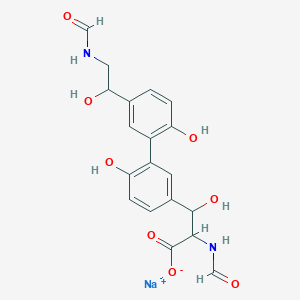 molecular formula C19H19N2NaO8 B235907 (1,1'-Biphenyl)-3-propanoic acid, alpha-(formylamino)-5'-(2-(formylamino)-1-hydroxyethyl)-beta,2',6-trihydroxy-, monosodium salt CAS No. 128524-51-6