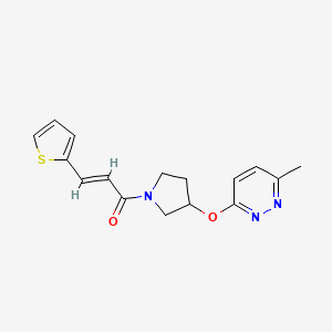 molecular formula C16H17N3O2S B2359070 (E)-1-(3-((6-methylpyridazin-3-yl)oxy)pyrrolidin-1-yl)-3-(thiophen-2-yl)prop-2-en-1-one CAS No. 2035023-27-7