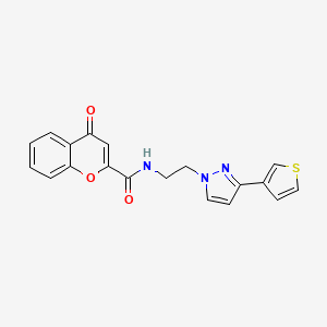 molecular formula C19H15N3O3S B2359073 4-oxo-N-(2-(3-(thiophen-3-yl)-1H-pyrazol-1-yl)ethyl)-4H-chromene-2-carboxamide CAS No. 2034451-67-5