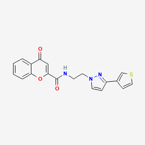 4-oxo-N-(2-(3-(thiophen-3-yl)-1H-pyrazol-1-yl)ethyl)-4H-chromene-2-carboxamide