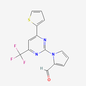 molecular formula C14H8F3N3OS B2359079 1-[4-(2-噻吩基)-6-(三氟甲基)-2-嘧啶基]-1H-吡咯-2-甲醛 CAS No. 860788-75-6