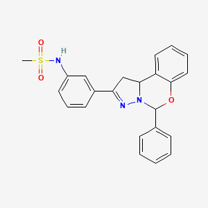 molecular formula C23H21N3O3S B2359080 N-(3-(5-phenyl-5,10b-dihydro-1H-benzo[e]pyrazolo[1,5-c][1,3]oxazin-2-yl)phenyl)methanesulfonamide CAS No. 868212-17-3
