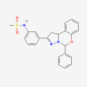 molecular formula C23H21N3O3S B2359080 N-(3-(5-Phenyl-5,10b-dihydro-1H-benzo[e]pyrazolo[1,5-c][1,3]oxazin-2-yl)phenyl)methansulfonamid CAS No. 868212-17-3