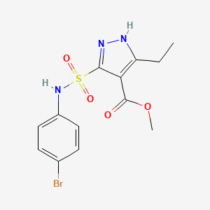 molecular formula C13H14BrN3O4S B2359081 Methyl-5-(N-(4-Bromphenyl)sulfamoyl)-3-ethyl-1H-pyrazol-4-carboxylat CAS No. 1305273-11-3