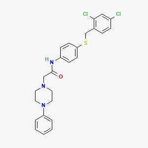 molecular formula C25H25Cl2N3OS B2359087 N-(4-[(2,4-Dichlorobenzyl)sulfanyl]phenyl)-2-(4-phenylpiperazino)acetamide CAS No. 763107-10-4