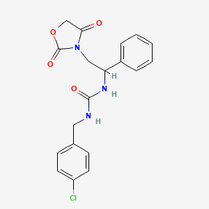 molecular formula C19H18ClN3O4 B2359101 1-(4-Chlorobenzyl)-3-(2-(2,4-dioxooxazolidin-3-yl)-1-phenylethyl)urea CAS No. 2034564-58-2