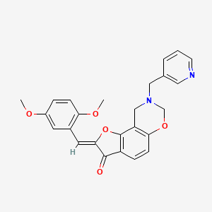 molecular formula C25H22N2O5 B2359104 (Z)-2-(2,5-dimethoxybenzylidene)-8-(pyridin-3-ylmethyl)-8,9-dihydro-2H-benzofuro[7,6-e][1,3]oxazin-3(7H)-one CAS No. 929858-04-8
