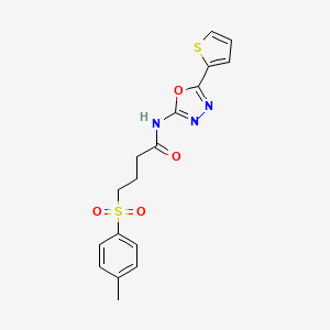 molecular formula C17H17N3O4S2 B2359114 N-(5-(thiophen-2-yl)-1,3,4-oxadiazol-2-yl)-4-tosylbutanamide CAS No. 941987-18-4