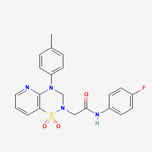 molecular formula C21H19FN4O3S B2359121 2-(1,1-dioxido-4-(p-tolyl)-3,4-dihydro-2H-pyrido[2,3-e][1,2,4]thiadiazin-2-yl)-N-(4-fluorophenyl)acetamide CAS No. 1251596-27-6