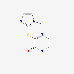 molecular formula C9H10N4OS B2359123 1-甲基-3-((1-甲基-1H-咪唑-2-基)硫代)吡嗪-2(1H)-酮 CAS No. 2320602-72-8