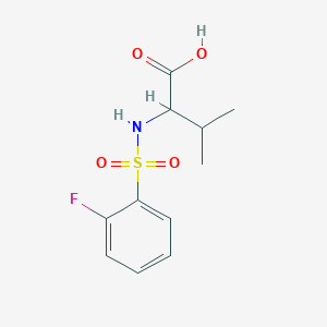 molecular formula C11H14FNO4S B2359128 2-{[(2-氟苯基)磺酰]氨基}-3-甲基丁酸 CAS No. 1009676-99-6