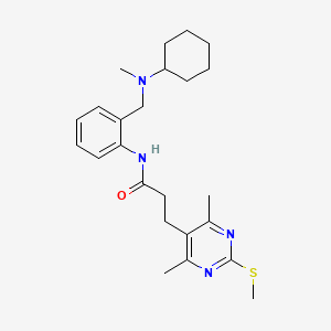 molecular formula C24H34N4OS B2359130 N-[2-[[cyclohexyl(methyl)amino]methyl]phenyl]-3-(4,6-dimethyl-2-methylsulfanylpyrimidin-5-yl)propanamide CAS No. 1210925-92-0