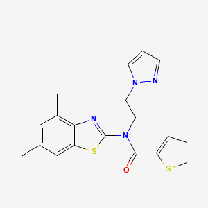 molecular formula C19H18N4OS2 B2359135 N-(2-(1H-pyrazol-1-yl)ethyl)-N-(4,6-dimethylbenzo[d]thiazol-2-yl)thiophene-2-carboxamide CAS No. 1172428-02-2