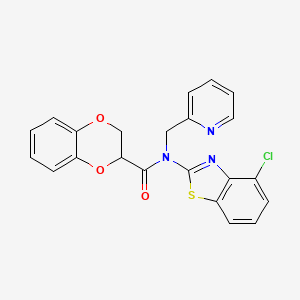molecular formula C22H16ClN3O3S B2359141 N-(4-chlorobenzo[d]thiazol-2-yl)-N-(pyridin-2-ylmethyl)-2,3-dihydrobenzo[b][1,4]dioxine-2-carboxamide CAS No. 899735-34-3